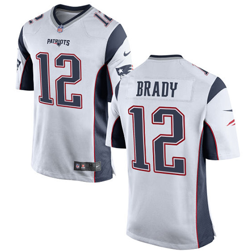 Men's Game Tom Brady Nike Jersey White Road - #12 NFL New England Patriots